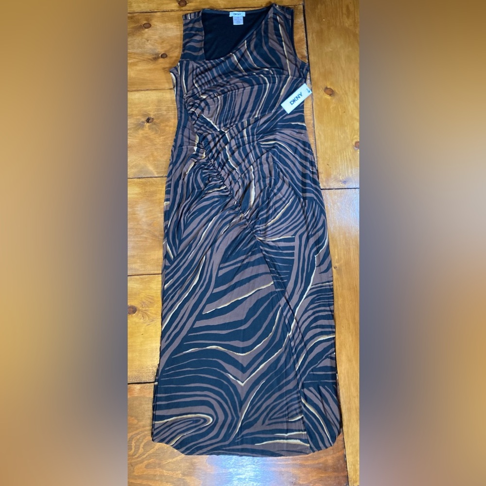 NWT DKNY Sleeveless Black/Brown/Tan Sleeveless Dress, size 10